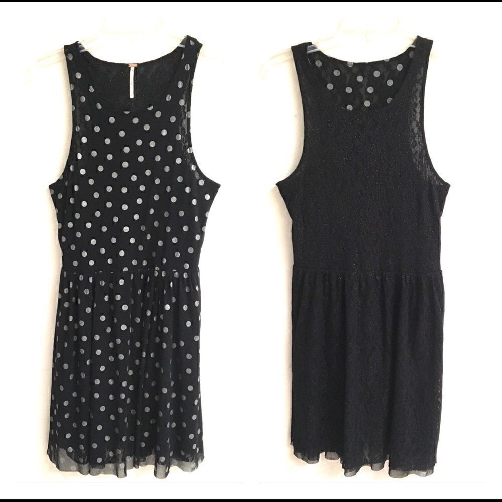 Free People lace & polkadot reversible dress S